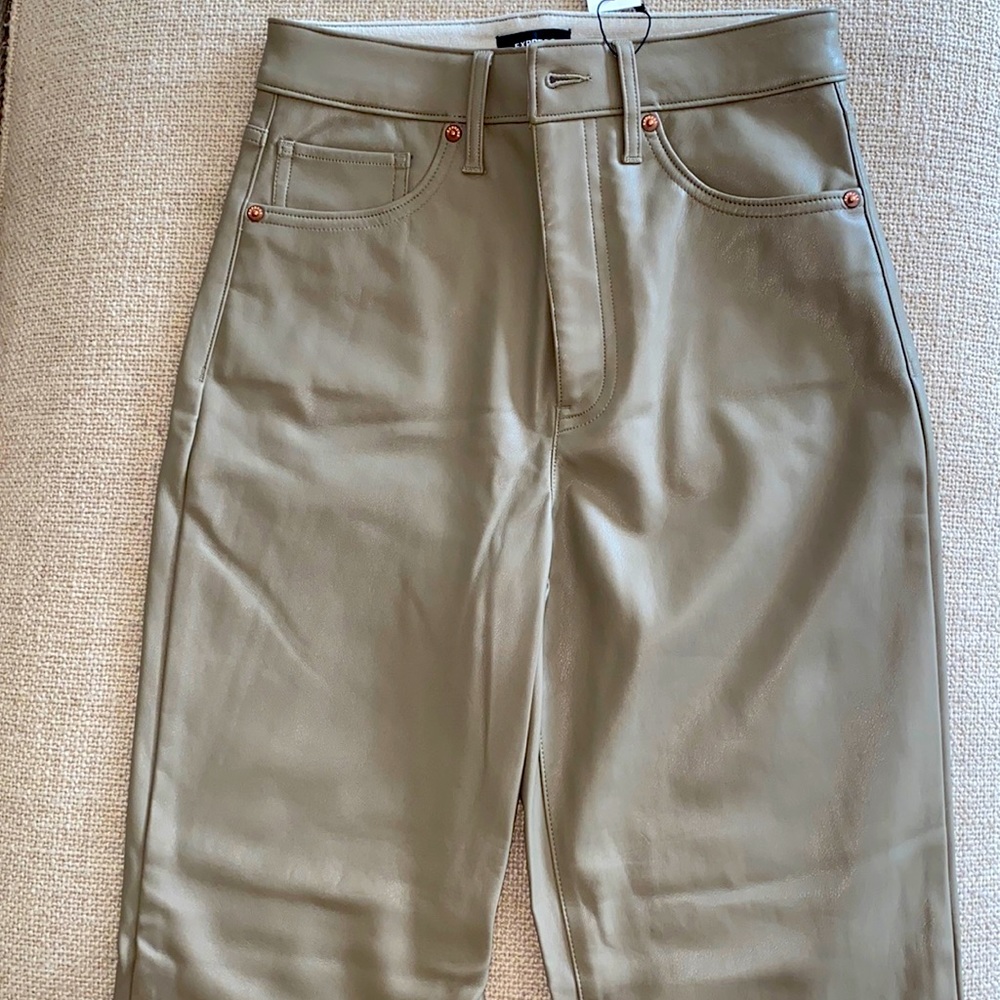 Express size 4R leather pants, never worn, brown-grey